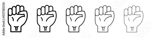 raised fists icon vector outline symbol or illustration