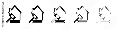 Real estate auction icon vector outline symbol or illustration