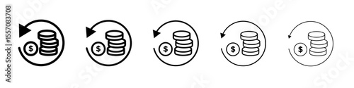 refund money icon vector outline symbol or illustration