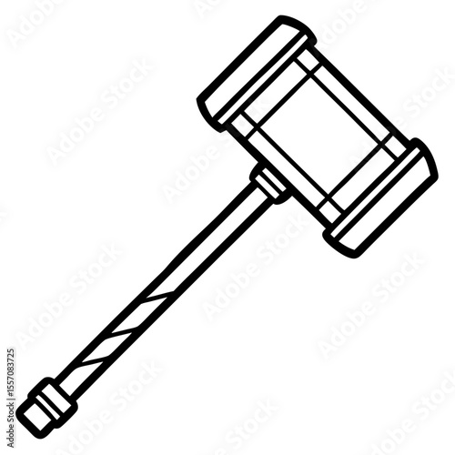 Mallet Tool Line Art Vector