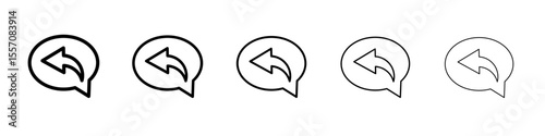 Reply icon vector outline symbol or illustration