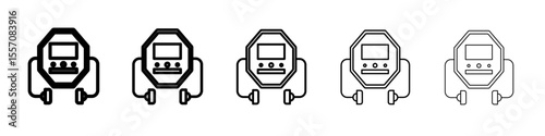 Rescue defibrillator icon vector outline symbol or illustration