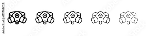 Respirator with filter cartridges icon vector outline symbol or illustration