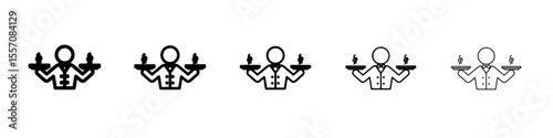 restaurant Waiter icon vector outline symbol or illustration