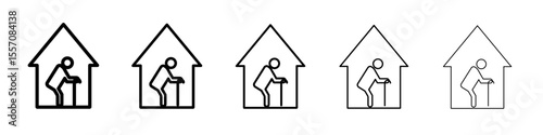 Retirement home icon vector outline symbol or illustration