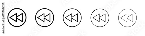 Rewind Previous Back arrow icon vector outline symbol or illustration