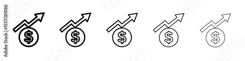 Rise price icon vector outline symbol or illustration