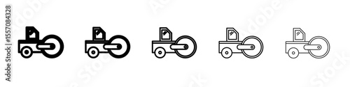 Road roller icon vector outline symbol or illustration