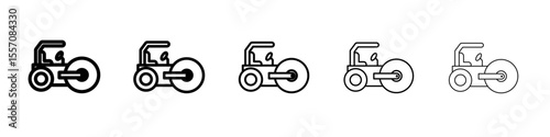 Road roller icon vector outline symbol or illustration