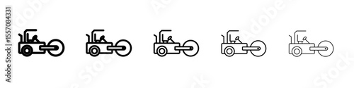 Road roller icon vector outline symbol or illustration