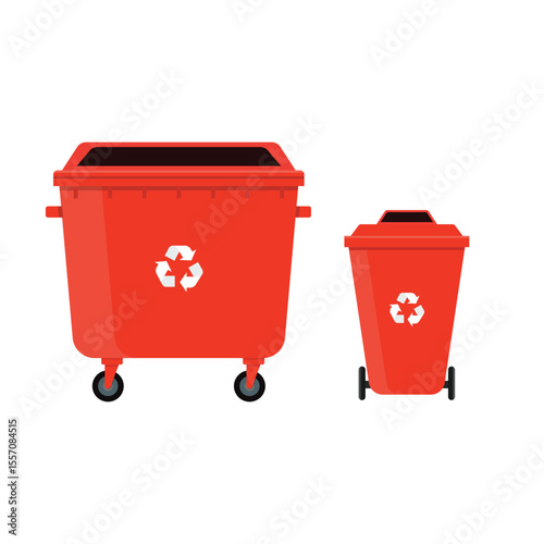 Recycle bin vector showing a trash can with a recycling symbol in an isolated clean environment on a white background