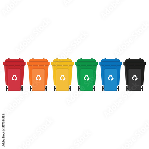 Colorful recycle bins vector for sorting waste and promoting a clean environment on a white background
