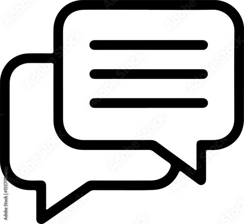 Two overlapping speech bubble icons with horizontal lines representing text