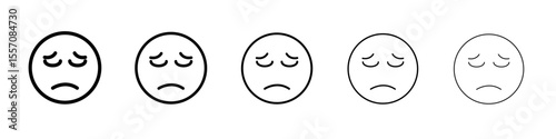 sad icon vector outline symbol or illustration