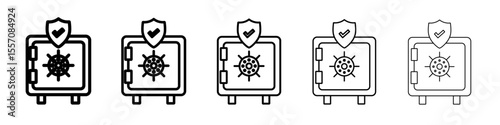 Safe vault box icon vector outline symbol or illustration