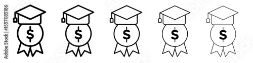Scholarship icon vector outline symbol or illustration
