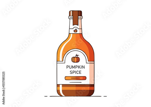 Bottle of pumpkin spice syrup with label