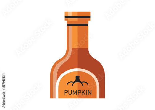 Bottle of pumpkin spice syrup with label