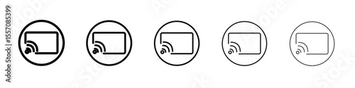 Screen cast icon vector outline symbol or illustration