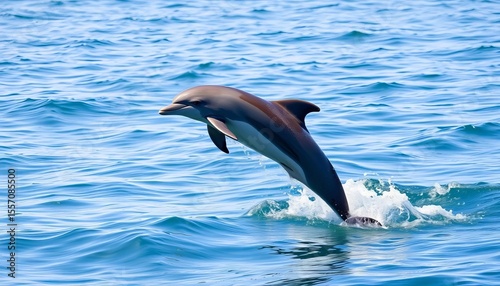 Graceful dolphin leaping from ocean, isolated on white,  marine life,   mammalian