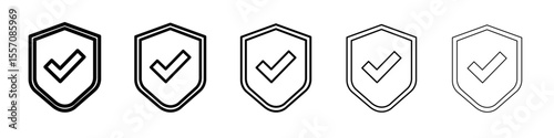 sheild tick icon vector outline symbol or illustration