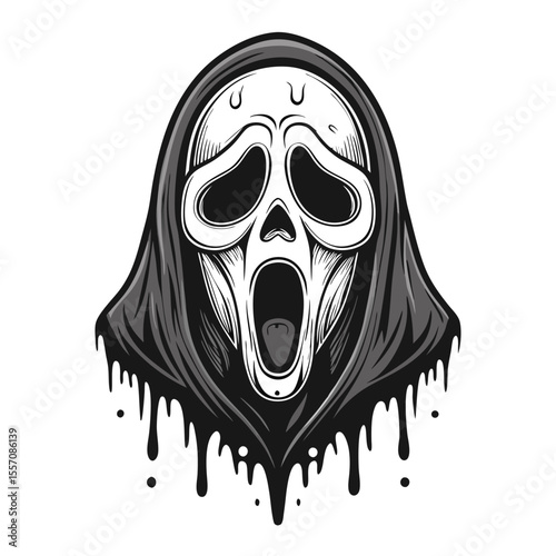 Disturbing horror mask with a gruesome, melting latex texture.