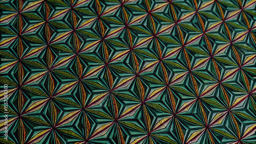 Vibrant Green Fabric with Geometric Triangle Pattern