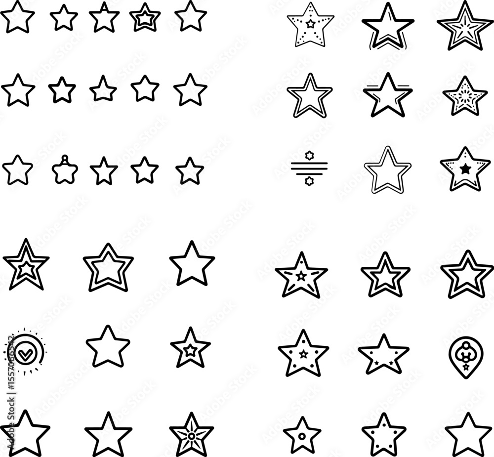Obraz premium star icons star rating favorite star symbol five-star star badge award achievement excellence star button star shape star icon set star feature glowing star star mark success high rat