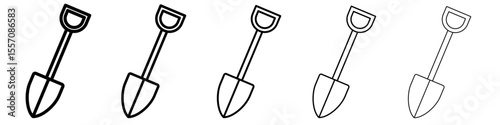 shovel icon vector outline symbol or illustration