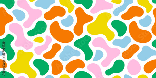 Abstract Blob Pattern: A vibrant and playful abstract blob pattern featuring a multitude of colorful, organic shapes. A perfect background for creativity.