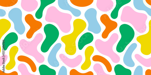 Abstract Blob Pattern: A vibrant, playful pattern of colorful abstract blob shapes that is sure to brighten up any design.