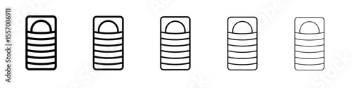 Sleeping bag icon vector outline symbol or illustration