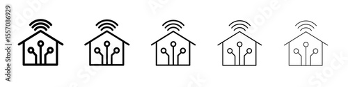 smart home icon vector outline symbol or illustration