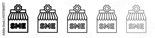 SME, small and medium enterprise icon vector outline symbol or illustration