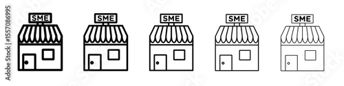 SME, small and medium enterprise icon vector outline symbol or illustration