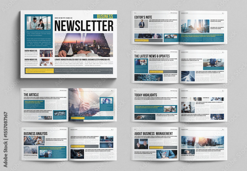 Business Newsletter Template Landscape Stock Template | Adobe Stock