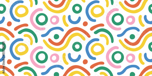 Vibrant Pattern Design: An eye-catching pattern featuring an abstract design, rendered in a spectrum of cheerful, vivid colors, forming a lively and dynamic composition.