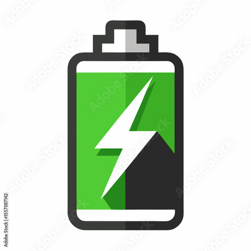 Battery Recharge Icon | Generative AI Vector & Linocut Silhouette Design