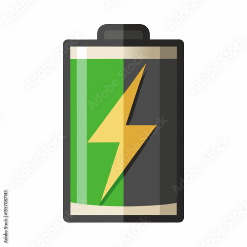 Battery Recharge Icon | Generative AI Vector & Linocut Silhouette Design