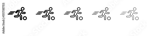 Soccer player with ball icon vector outline symbol or illustration