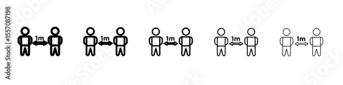 Social distancing icon vector outline symbol or illustration