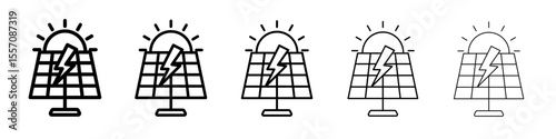 Solar energy icon vector outline symbol or illustration