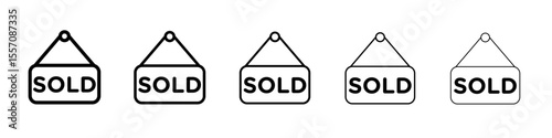 Sold icon vector outline symbol or illustration