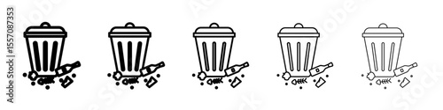 Solid waste icon vector outline symbol or illustration