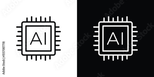 AI icon vector graphics in strokes