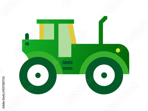 Green Farm Tractor Graphic on Transparent Background for Web and Graphic Design