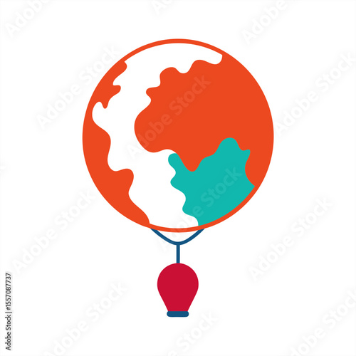 Globe Balloon Concept Art Vector on Transparent Background for Web and Graphic Design