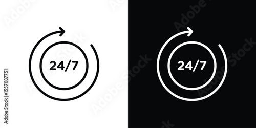 24 7 icon vector graphics in strokes