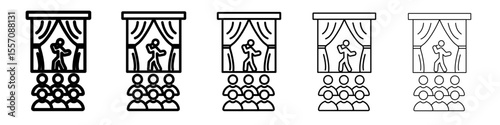 Stand up and theater show icon vector outline symbol or illustration