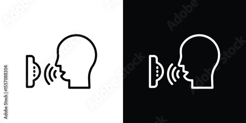 Voice control icon vector graphics in strokes